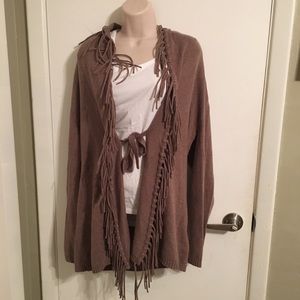 Neutral cardigan, long. Size 12
